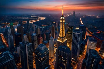 city skyline at night