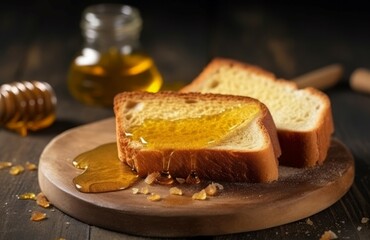 Fototapeta Bread honey kitchen slices. Generate Ai obraz