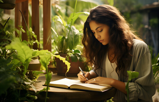 woman reading a book ai generative