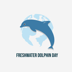Fototapeta premium vector graphic of Freshwater Dolphin Day good for national Freshwater Dolphin Day celebration. flat design. flyer design.flat illustration.