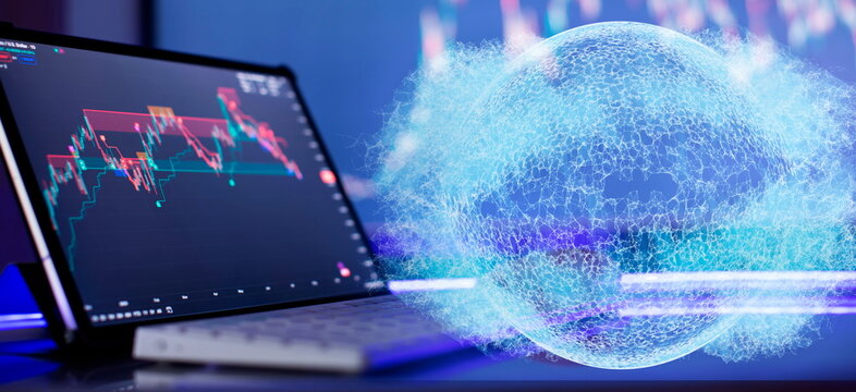 Working as an online trading broker from home. Internet work . Businessman analyzes