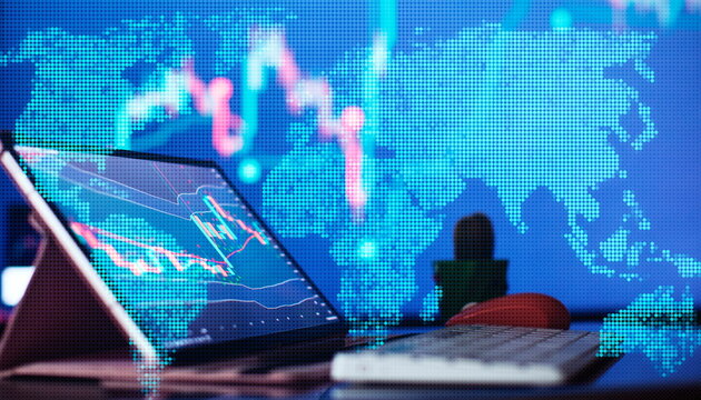 Working as an online trading broker from home. Internet work . Businessman analyzes