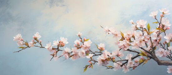 Just beginning spring buds isolated pastel background Copy space