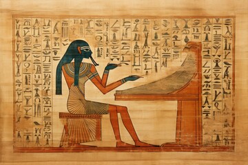 Thoth god writing on papyrus. Generate Ai - obrazy, fototapety, plakaty