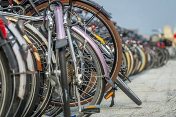 Lot of Parked Bicycles at Amsterdam Central Station
