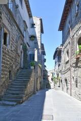 A street in the medieval neighborhood of Vitorchiano, a city in Lazio in the province of Viterbo, Italy.