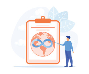 Circular economy, Sustainable economic growth, green energy and reduce co2 emission and climate impact. flat vector modern illustration