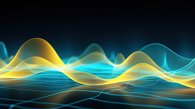 Colorful waveforms. Abstract wallpaper. Background for a mobile/desktop device or for a website homepage hero. Space for copy / text.
