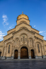 External view Holy Trinity Cathedral of Tbilisi, (known as Sameba Cathedral) on the Elia Hill, is the main cathedral of Georgian Orthodox Church. Tbilisi, Georgia.
