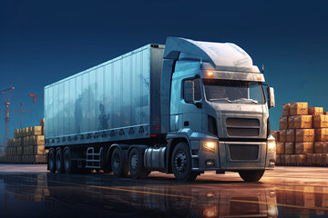 Trucks with cargo. Generative AI