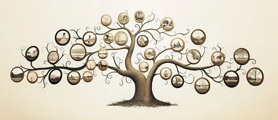 Family tree illustration, template for a mug.