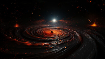 Fototapeta na wymiar a galaxy with spirallike rings and stars, in the style of light red and dark gold