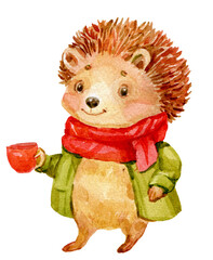 Hedgehog Illustration Watercolor Hand Painting - 651504710
