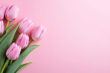 Floral decorative pink background tulip bouquet spring