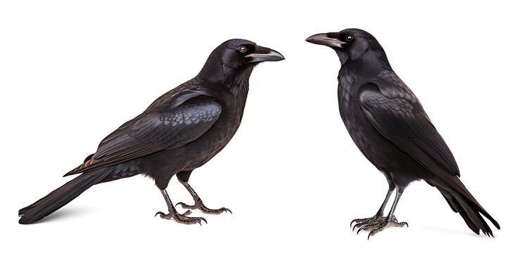 set of crows isolated on transparent png background