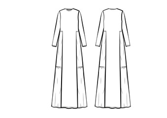 Maxi Dress Technical Flat Drawing