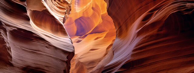 A close-up view inside the slot canyon smoothed rocks. - obrazy, fototapety, plakaty