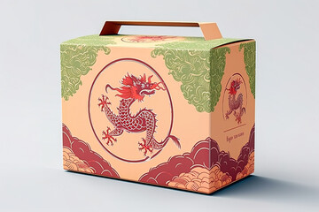Food packaging box with dragon pattern.