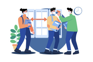 Social Distancing In University Illustration Concept