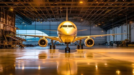  An aircraft parked in the hangar - obrazy, fototapety, plakaty