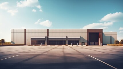Fototapeta na wymiar Exterior warehouse building. AI generated image