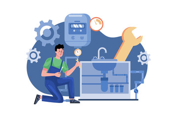 Plumber workers working in the home