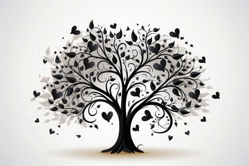 Love Tree Vector black Silhouette Illustration