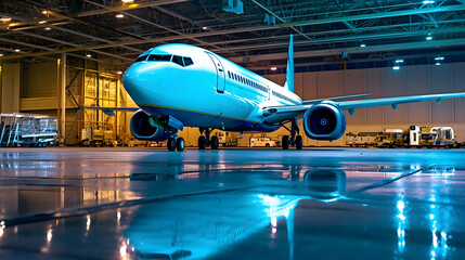  An aircraft parked in the hangar - obrazy, fototapety, plakaty