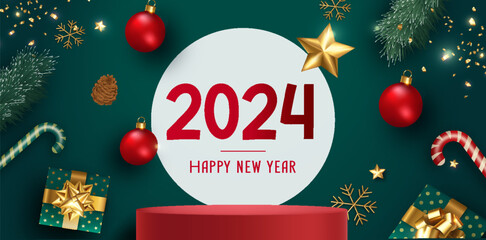 Fototapeta na wymiar 2024, For the celebration of happy new year 2024. Premium vector illustration for banners, posters, calendars and greetings for happy new year 2024.