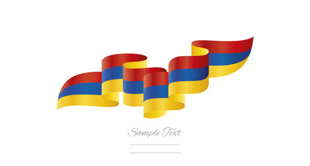Armenia red blue orange yellow wavy flag ribbon concept design template. Premium Armenian flag vector illustration design on isolated white background