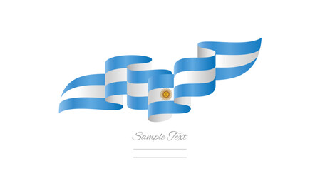 Argentina light blue white wavy flag ribbon concept design template. Premium Argentinian flag vector illustration design on isolated white background