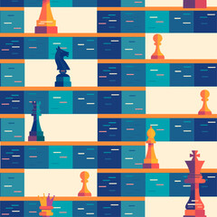 Seamless chess pattern. Blue check background.