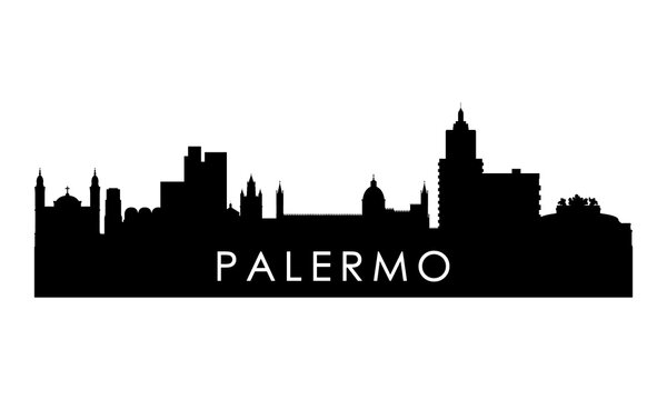 Palermo skyline silhouette. Black Palermo city design isolated on white background.