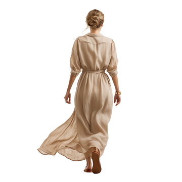 portrait of a mature woman walking, transparent, isolated on white