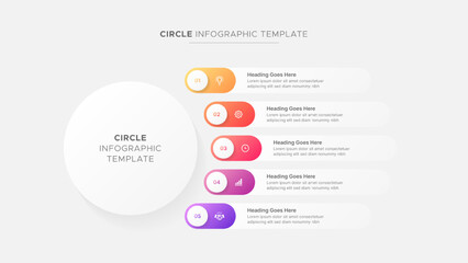 Fototapeta premium Five 5 Steps Options Circle Business Infographic Modern Design Template