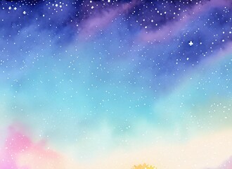 The illustration of Night sky painted with watercolors, AI contents, by firefly