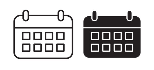 Calendar vector icon set on white background