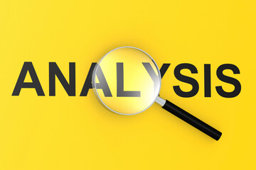 Analysis word with magnifying glass