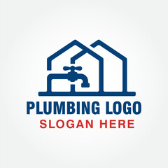 house plumbing logo design vector template, plumber logo design - obrazy, fototapety, plakaty