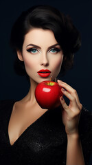 beldade linda mulher comendo maça, eva sensual 