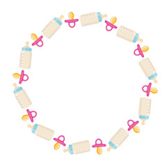 babe bottle and dummy art drawn round frame