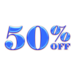 50 Percent Discount Offers Tag with Blue Glosse Style Design