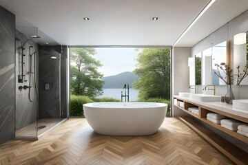 Fototapeta na wymiar modern bathroom with bathtub