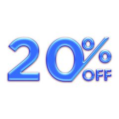 20 Percent Discount Offers Tag with Blue Glosse Style Design