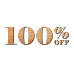 100 Percent Discount Offers Tag with Wood Style Design