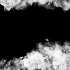 white smoke on isolated black background.