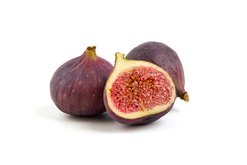 Fresh juicy figs, tropical fruits, isolated on white background.