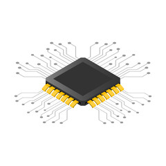 chipset on circuit board in futuristic concept suitable for future technology artwork , Responsive web banner isometric vector