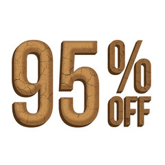 95 Percent Discount Offers Tag with Mud Style Design