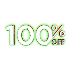 100 Percent Discount Offers Tag with Hurror Style Design